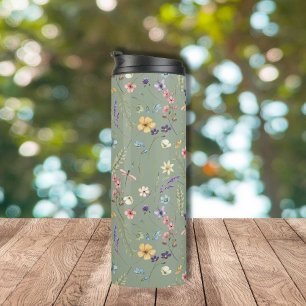 Garrafa Térmica Flores Silvestres Verde Salvia Personalizadas
