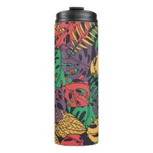 Garrafa Térmica Flores tropicais de vinheta, padrão sem costura