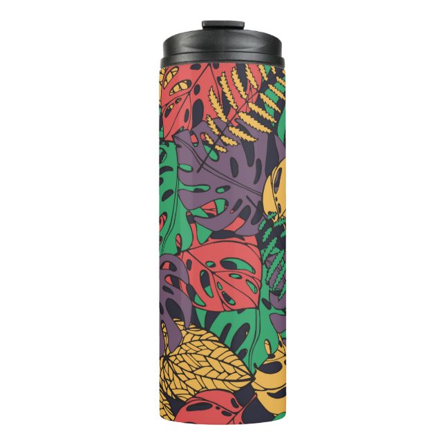 Garrafa Térmica Flores tropicais de vinheta, padrão sem costura (Frente)