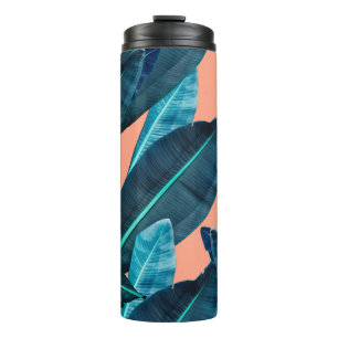 Garrafa Térmica Flores tropicais, fundo botânico sem costura.