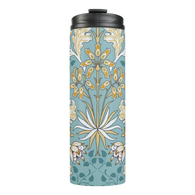 Garrafa Térmica Flores venenosas, folhagem azul clara sem costura (Frente)