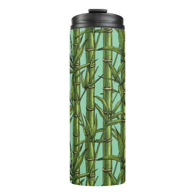 Garrafa Térmica Floresta de bambu em azul claro (Frente)