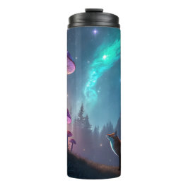 Garrafa Térmica Floresta de Cogumelos Brilhantes Raposa Arte Fanta