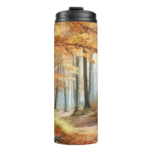 Garrafa Térmica Floresta de Outono de Aquarelas: Arte de Queda Vib
