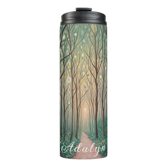 Garrafa Térmica Florestas Phantoms: Luzes Flutuantes na Madeira No (Frente)