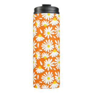 Garrafa Térmica Flórida da margarida retrô: vindima laranja.