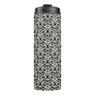 Garrafa Térmica Flourish Damask Rpt Padrão Preto no Creme