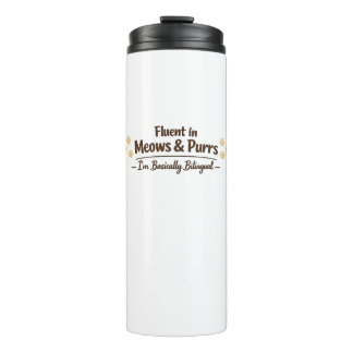Garrafa Térmica Fluent in Meows & Purrs Funny Cat Lover Gift