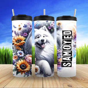 Garrafa Térmica Fluffy Floral Burst de Samoyed