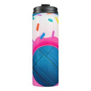 Garrafa Térmica Flutuador de donuts amarelo e rosa