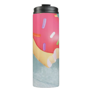 Garrafa Térmica Flutuante de rosquinha inflável, cor-de-rosa