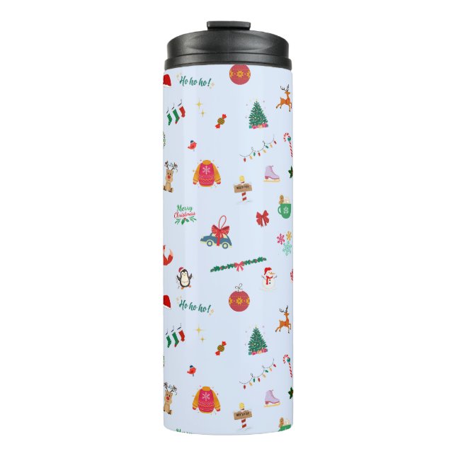 Garrafa Térmica Fofo de Natal detalhado viagem inverno (Frente)