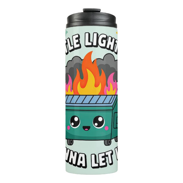 Garrafa Térmica Fogo de Lixeira Kawaii (Frente)