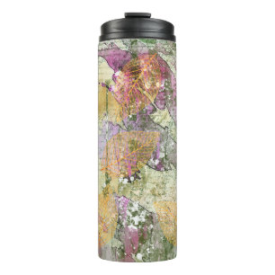 Garrafa Térmica Folha de Folha Laranja Dourada Folha Folha de Folh