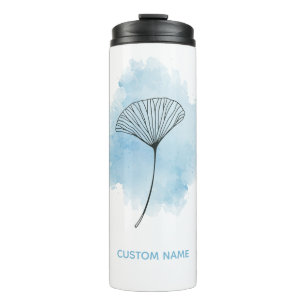 Garrafa Térmica Folha de Ginkgo Biloba em Aquarela Elegante - Mini
