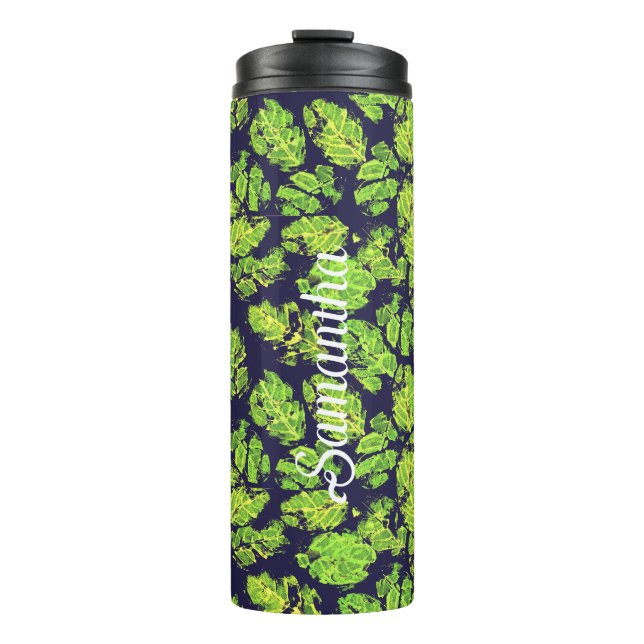 Garrafa Térmica Folha de Tinta Acrítica Verde (Frente)