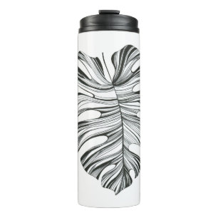 Garrafa Térmica Folha tropical. Planta de Monstera. Elemento natur
