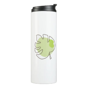 Garrafa Térmica Folhagem isolada, de uma linha, de cor branca, ver