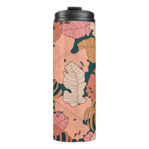 Garrafa Térmica Folhas cor-de-rosa-claro, laranja, amarelas da mon