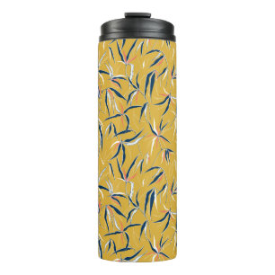 Garrafa Térmica Folhas de bambu desenhadas à mão Elegante em um
