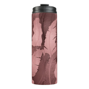 Garrafa Térmica Folhas de Banana Dourada rosa: Luxo