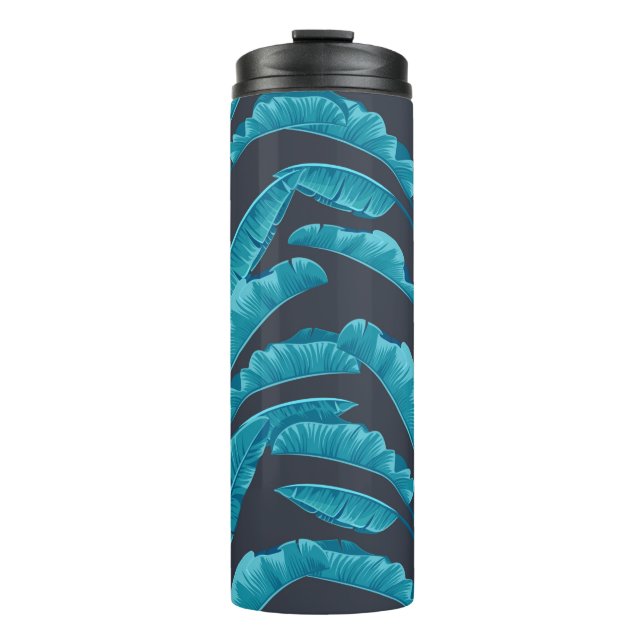 Garrafa Térmica Folhas de banana sem costura. Padrão tropical vítr (Frente)