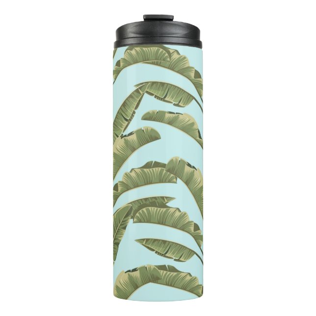Garrafa Térmica Folhas de banana sem costura. Padrão tropical vítr (Frente)