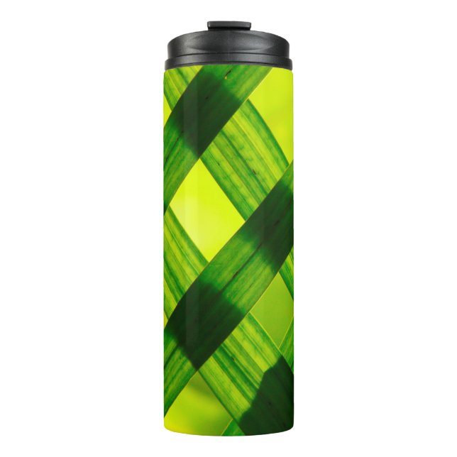 Garrafa Térmica Folhas de plantas verdes tecidas (Frente)