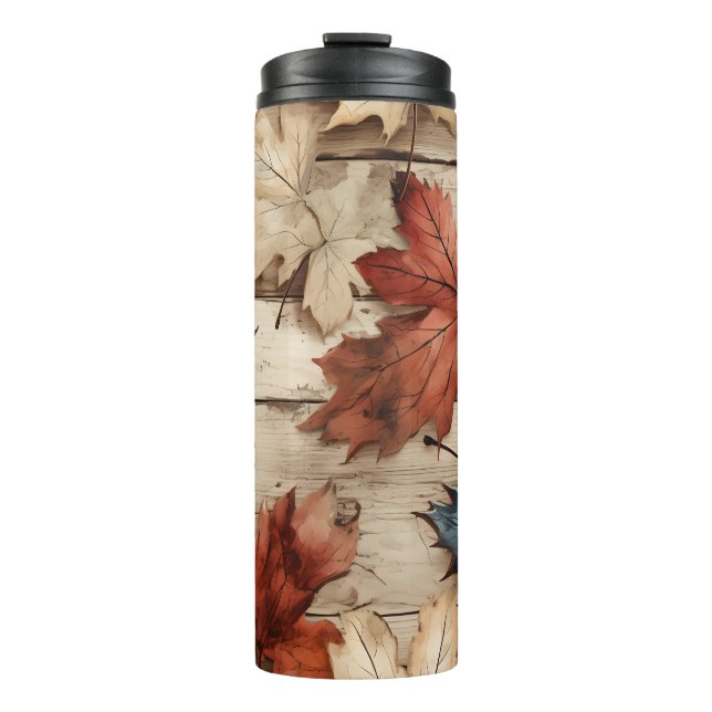 GARRAFA TÉRMICA FOLHAS DO OUTONO AZUL QUEBRADAS NO OUTONO (Frente)