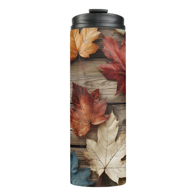 GARRAFA TÉRMICA FOLHAS DO OUTONO AZUL QUEBRADAS NO OUTONO (Frente)