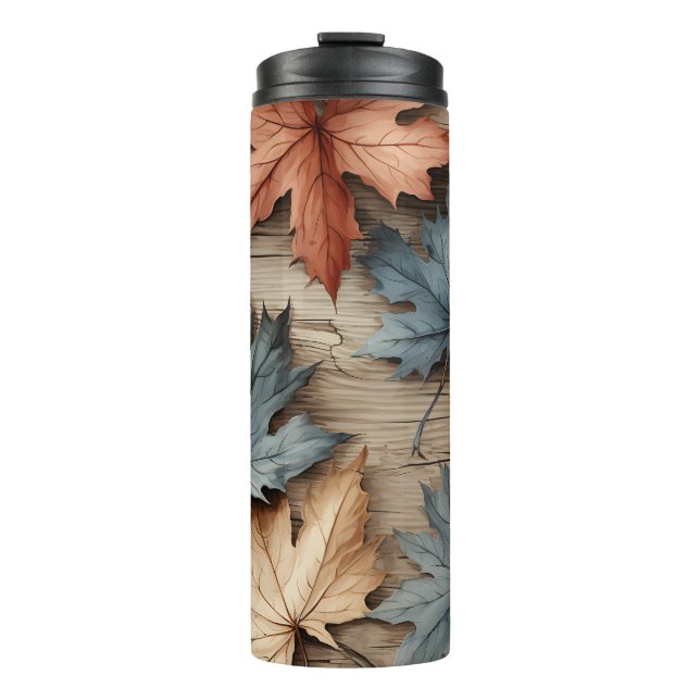 GARRAFA TÉRMICA FOLHAS DO OUTONO AZUL QUEBRADAS NO OUTONO (Frente)