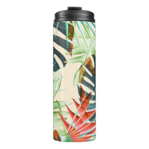 Garrafa Térmica Folhas e flores tropicais: padrão vibrante