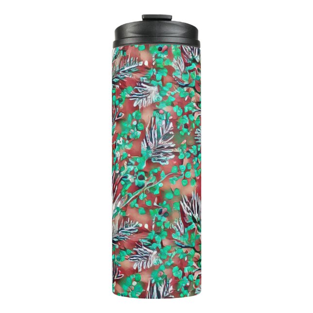 Garrafa Térmica Folhas e plantas - design de padrão moderno (Frente)