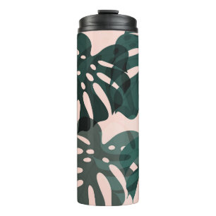Garrafa Térmica Folhas Tropicais: Arte de Aquarela Abstrato