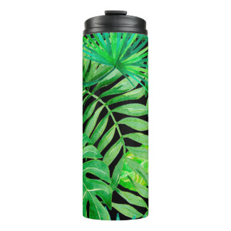 Garrafa Térmica Folhas Tropicais De Aquarela: Elegância Sem Costur