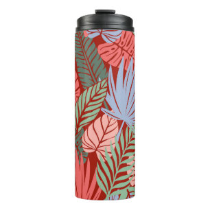 Garrafa Térmica Folhas Tropicais De Doodle: Escuro Desenho De Mão