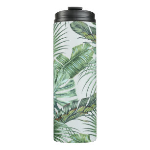 Garrafa Térmica Folhas tropicais de palma, monstera, folha de bana