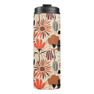 Garrafa Térmica Folhas tropicais desenhadas à mão com um padrão