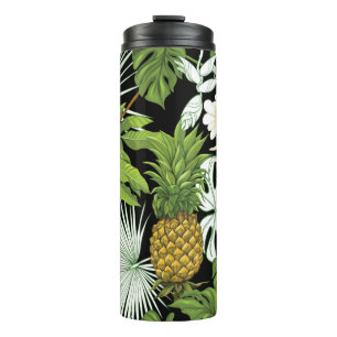 Garrafa Térmica Folhas tropicais e frutas, sem costura