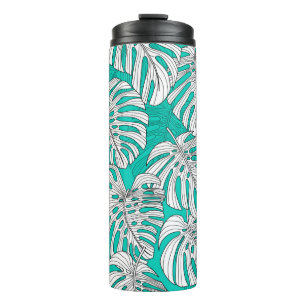 Garrafa Térmica Folhas tropicais, folhas da selva sem costura fl