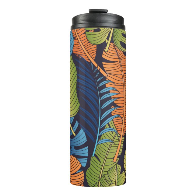 Garrafa Térmica Folhas tropicais, padrão floral sem costura. (Frente)