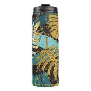Garrafa Térmica Folhas tropicais sob uma cortina de correntes de o
