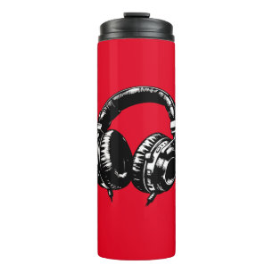 Garrafa Térmica Fones de ouvido de música Black DJ 