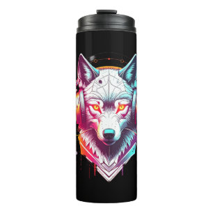 Garrafa Térmica Fones de Ouvido Neon Cyber Wolf Y2K