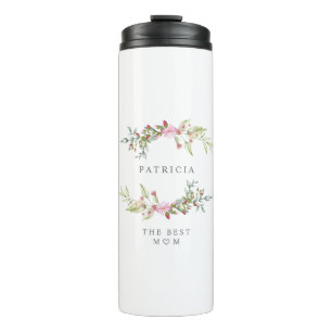 Garrafa Térmica Fora Floral de Wreath Garland, de tons rosa para a