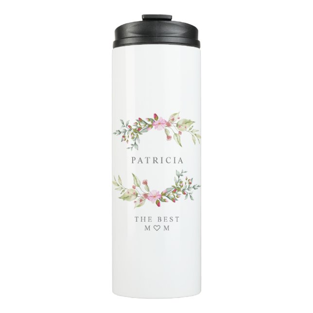 Garrafa Térmica Fora Floral de Wreath Garland, de tons rosa para a (Frente)