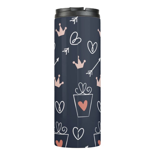 Garrafa Térmica Formas Desenhadas à Mão Bonitas Padrão Tumbler Tér (Verso)
