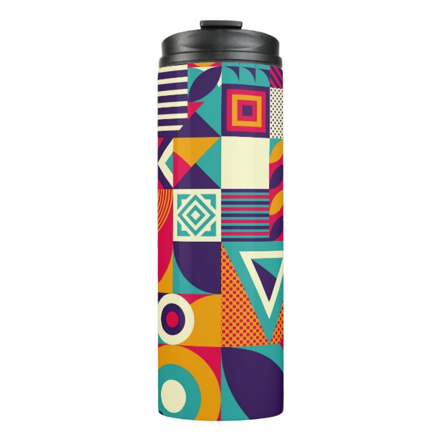 Garrafa Térmica formas geométricas de pop abstrato, padrão sem sol (Frente)