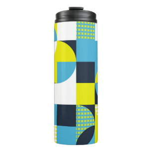 Garrafa Térmica Formas geométricas, fundo abstrato colorido.