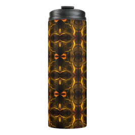 Garrafa Térmica Formas, 'Traços dourados flutuam' sobre fundo escu
